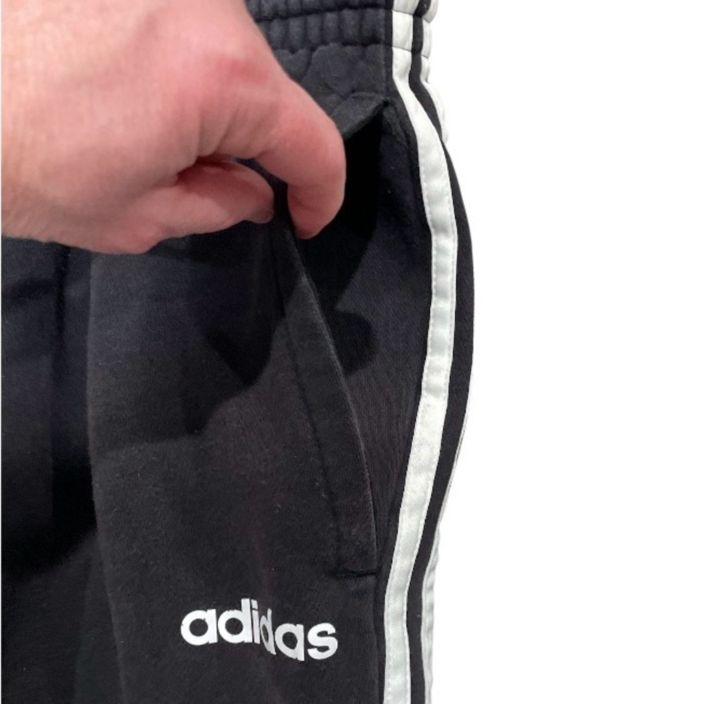 adidas Black Men’s Bottoms with White Stripes Joggers Small - Picture 2 of 4